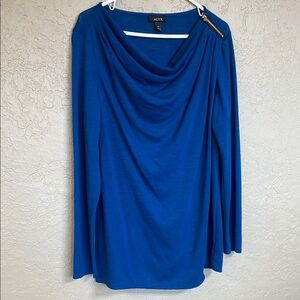 Alyx Women's Royal Blue Drape Neck Blouse